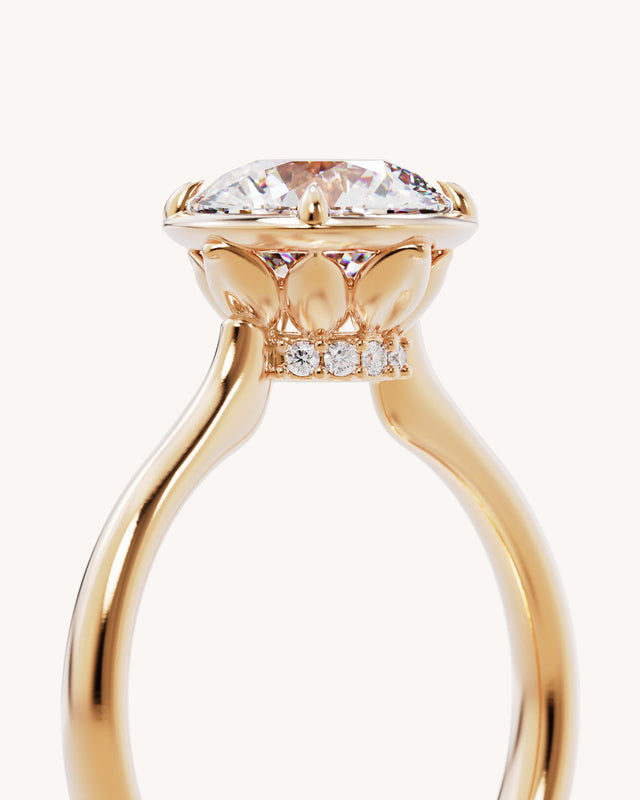 18k Solid Gold Hidden Lotus Engagement Ring - Round 2ct