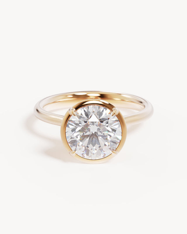 18k Solid Gold Hidden Lotus Engagement Ring - Round 2.5ct