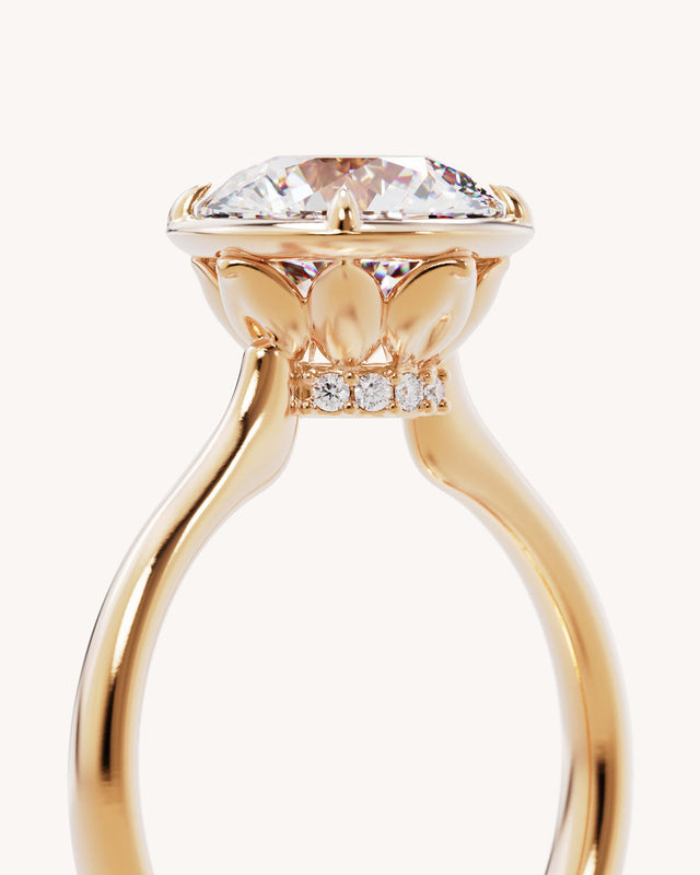 18k Solid Gold Hidden Lotus Engagement Ring - Round 2.5ct