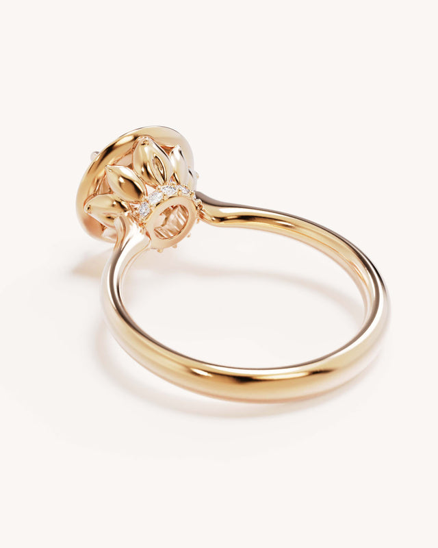 18k Solid Gold Hidden Lotus Engagement Ring - Round 2.5ct