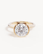 18k Solid Gold Hidden Lotus Engagement Ring - Round 3ct