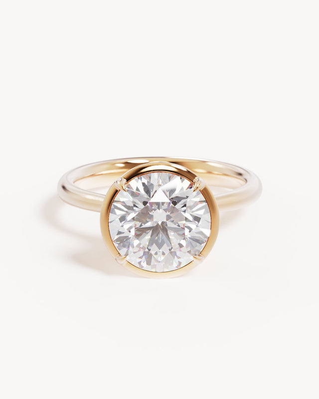 18k Solid Gold Hidden Lotus Engagement Ring - Round 3ct