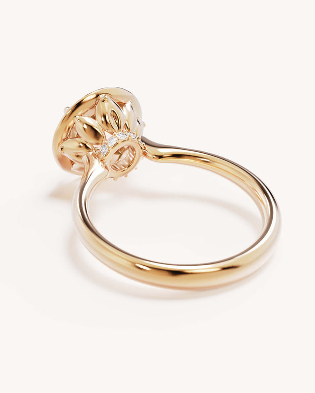 18k Solid Gold Hidden Lotus Engagement Ring - Round 3ct