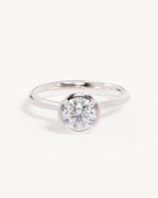 18k Solid White Gold Hidden Lotus Engagement Ring - Round