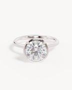 18k Solid White Gold Hidden Lotus Engagement Ring - Round 2.5ct