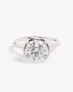 18k Solid White Gold Hidden Lotus Engagement Ring - Round 3ct