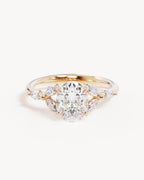 18k Solid Gold Lotus Bloom Engagement Ring - Oval 1.5ct