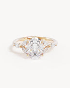 18k Solid Gold Lotus Bloom Engagement Ring - Oval 2ct