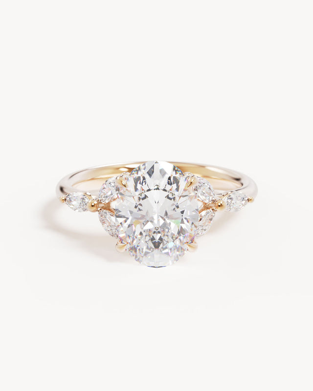 18k Solid Gold Lotus Bloom Engagement Ring - Oval 2.5ct