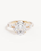 18k Solid Gold Lotus Bloom Engagement Ring - Oval 3ct
