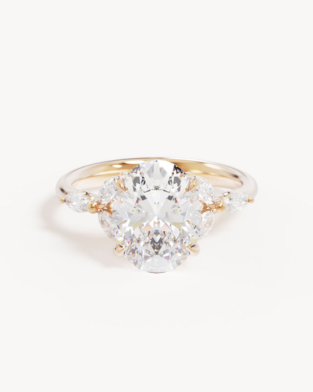 18k Solid Gold Lotus Bloom Engagement Ring - Oval 3ct