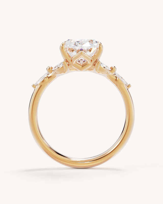 18k Solid Gold Lotus Bloom Engagement Ring - Oval 3ct