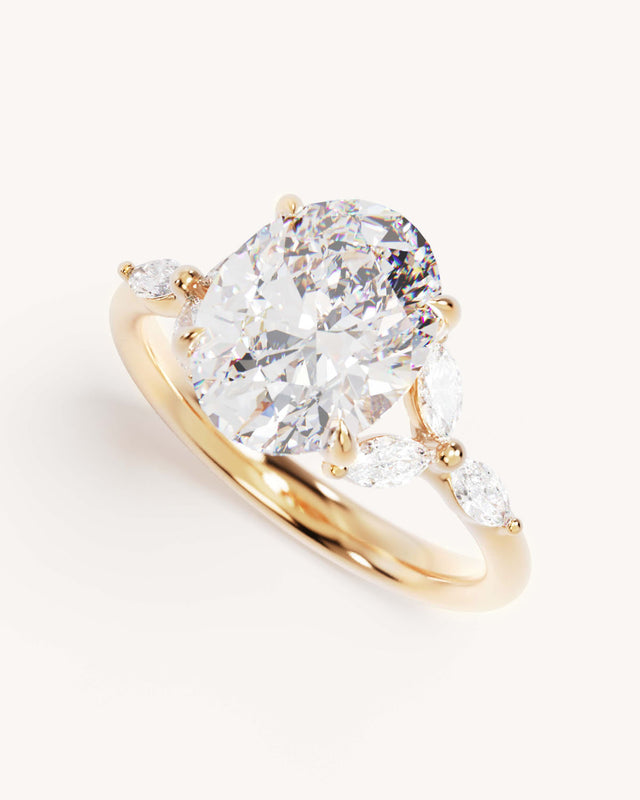 18k Solid Gold Lotus Bloom Engagement Ring - Oval 3ct