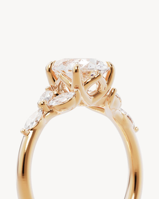 18k Solid Gold Lotus Bloom Engagement Ring - Pear 1.5ct