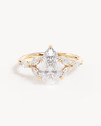 18k Solid Gold Lotus Bloom Engagement Ring - Pear 2ct