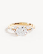 18k Solid Gold Lotus Bloom Engagement Ring - Round 1.5ct