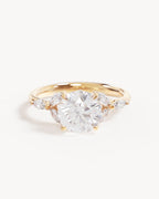 18k Solid Gold Lotus Bloom Engagement Ring - Round 2ct