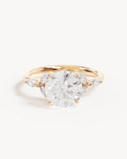 18k Solid Gold Lotus Bloom Engagement Ring - Round 2.5ct