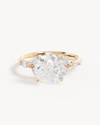 18k Solid Gold Lotus Bloom Engagement Ring - Round 3ct