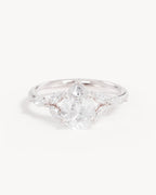18k Solid White Gold Lotus Bloom Engagement Ring - Pear 1.5ct
