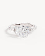 18k Solid White Gold Lotus Bloom Engagement Ring - Round 2.5ct