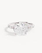 14k Solid White Gold Lotus Bloom Engagement Ring - Round 3ct