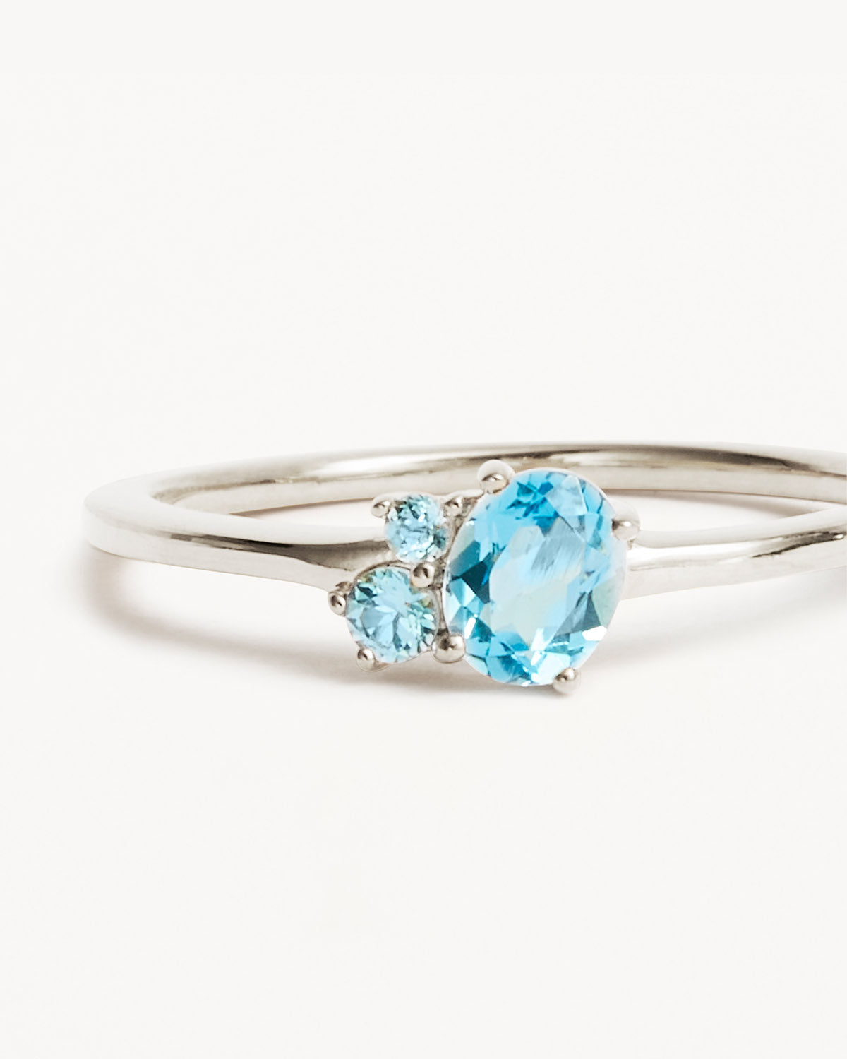 Aquamarine Birthstone Diamond Ring 10K White Gold