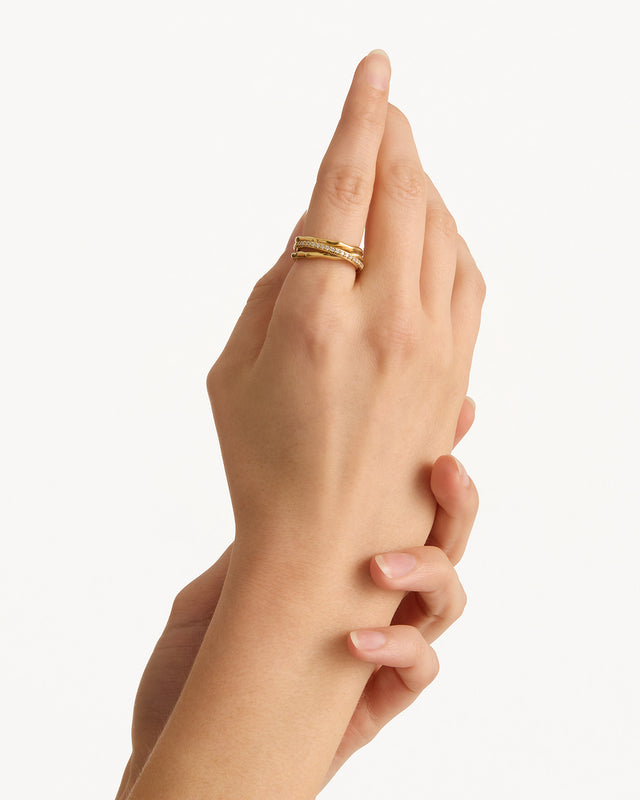 18k Gold Vermeil Entwined Hearts Statement Ring