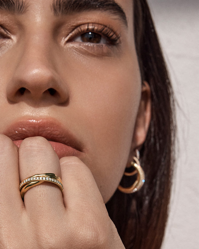 18k Gold Vermeil Entwined Hearts Statement Ring