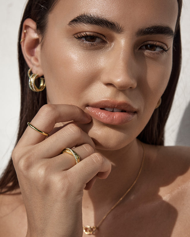 18k Gold Vermeil Entwined Hearts Statement Ring