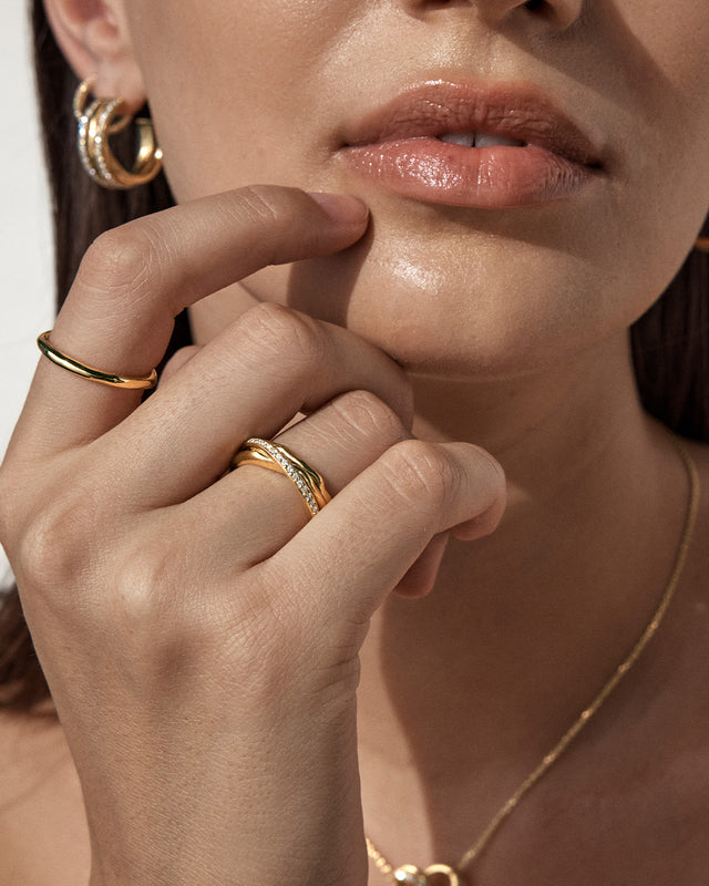 18k Gold Vermeil Entwined Hearts Statement Ring