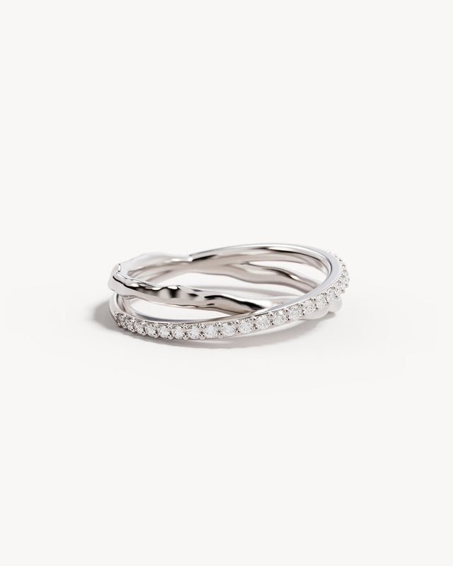 Sterling Silver Entwined Hearts Ring