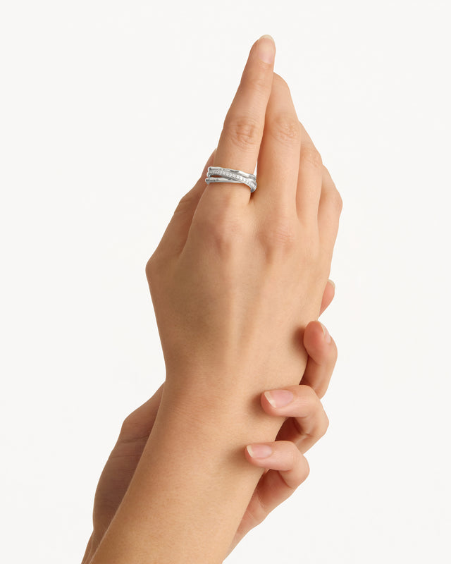 Sterling Silver Entwined Hearts Ring