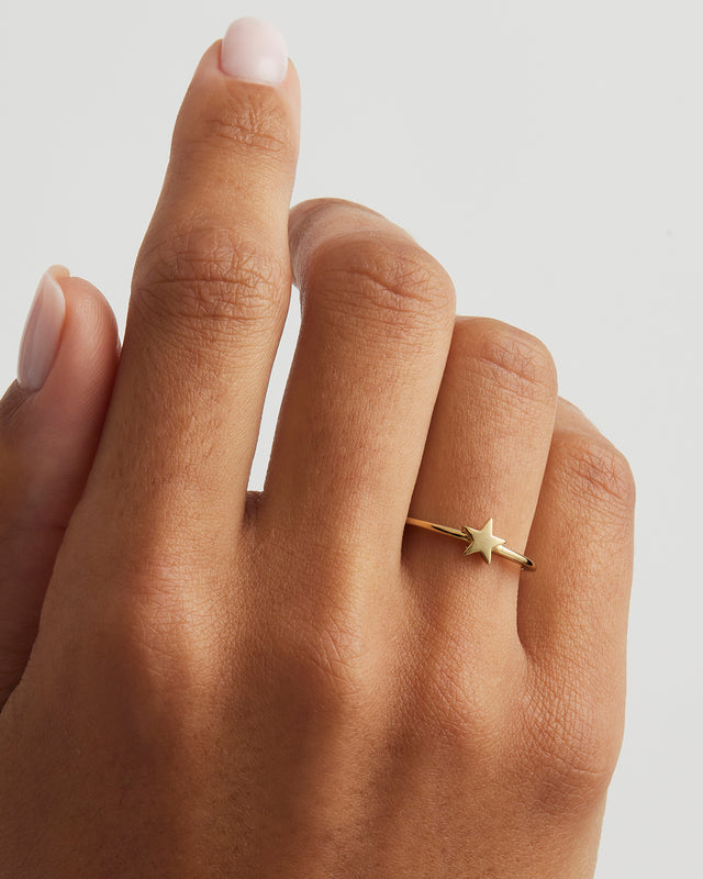 9k Solid Gold Wishing on a Star Ring