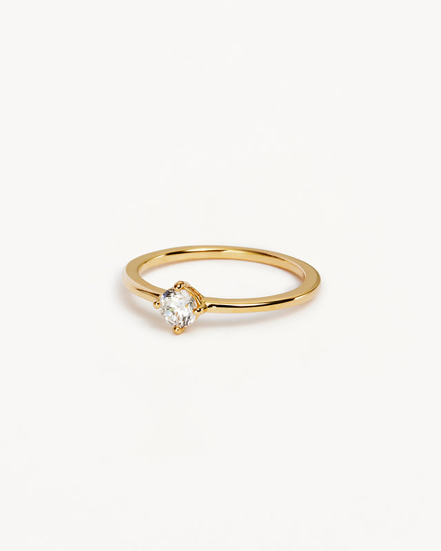 14k Solid Gold Water Drop Lab-Grown Diamond Ring - 4mm