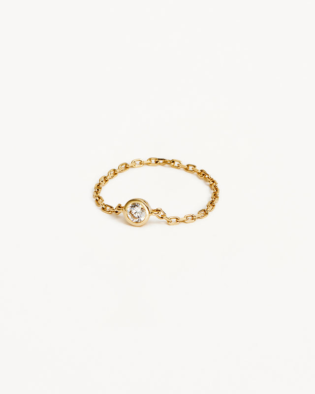 9k Solid Gold Celestial Lab-Grown Diamond Chain Ring