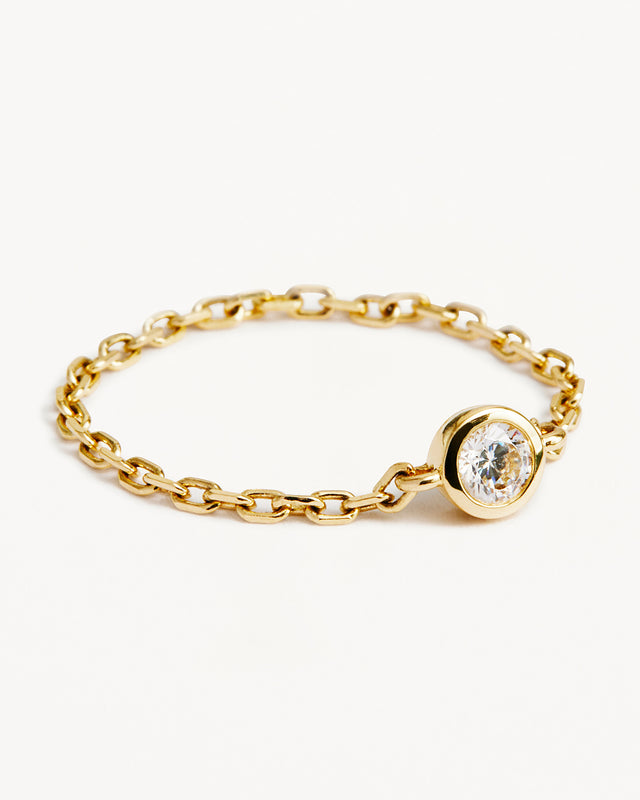 9k Solid Gold Celestial Lab-Grown Diamond Chain Ring