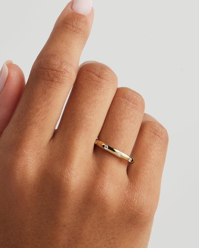 14k Solid Gold Cosmic Lab-Grown Diamond Ring