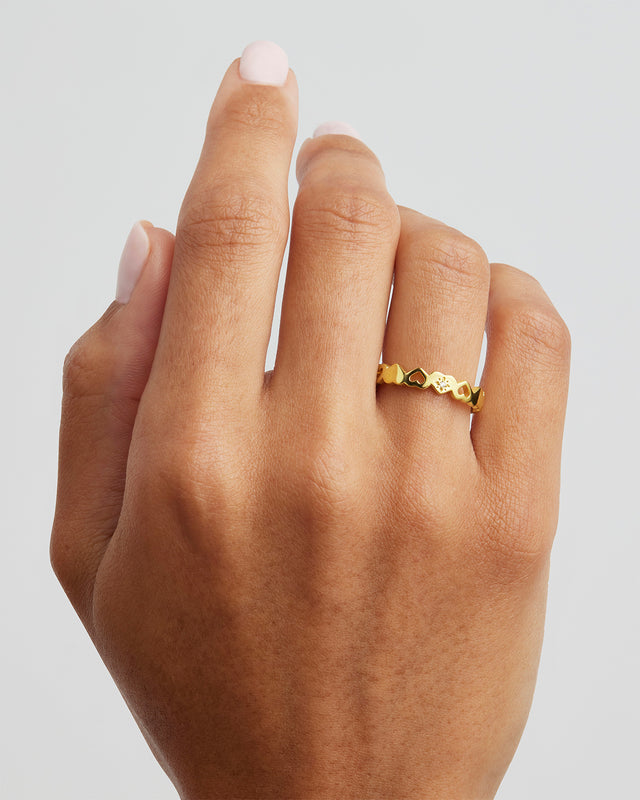 18k Gold Vermeil Connected Hearts Ring