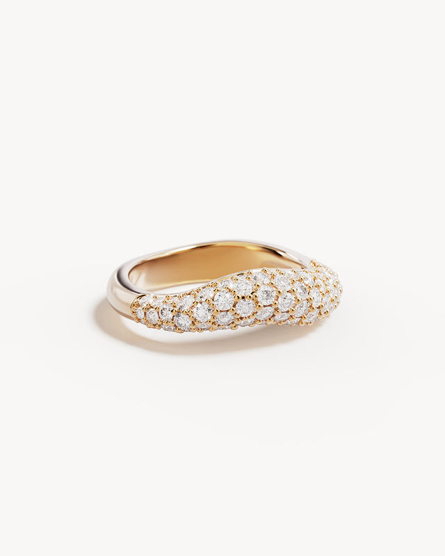 18k Gold Vermeil Crystal Wave Ring