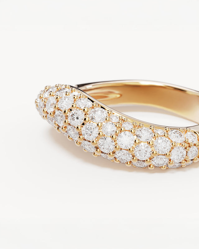 18k Gold Vermeil Crystal Wave Ring