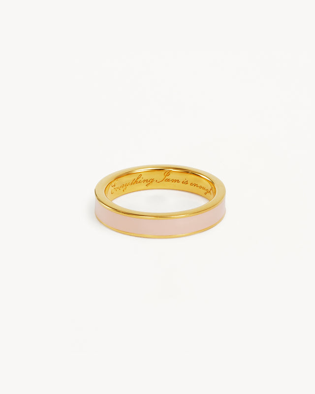 18k Gold Vermeil Born to Bloom Enamel Ring - Rose Quartz