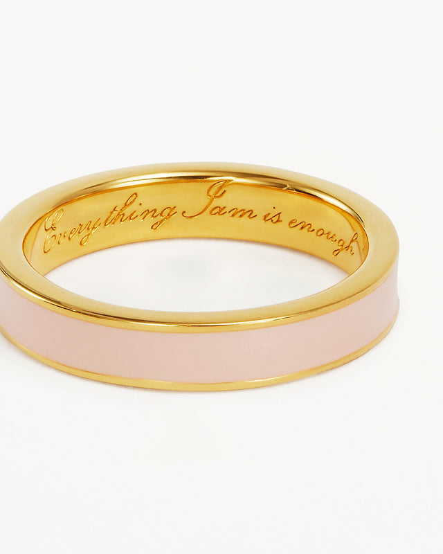 18k Gold Vermeil Born to Bloom Enamel Ring - Rose Quartz