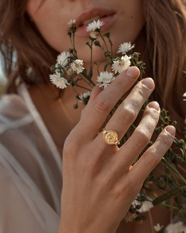 18k Gold Vermeil Serene Lotus Ring