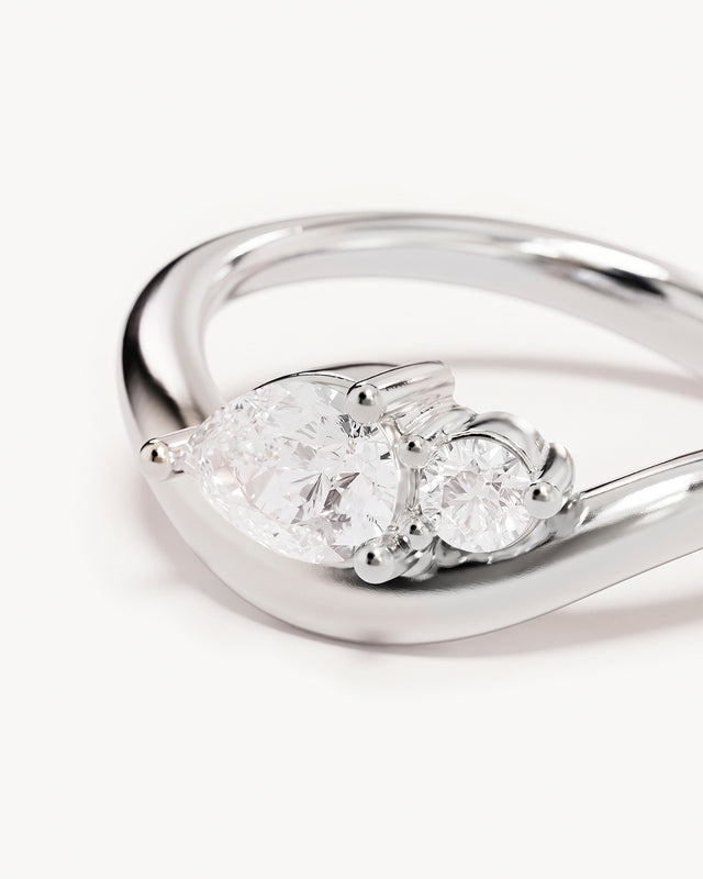 9k Solid White Gold Echoes of Her Lab-Grown Diamond Ring