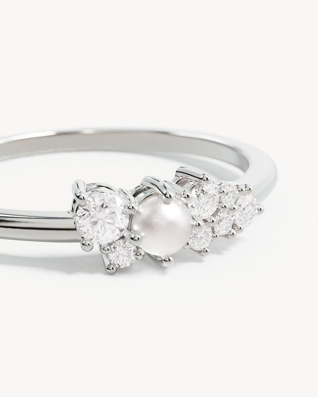 Sterling Silver Love in Stillness Pearl Ring