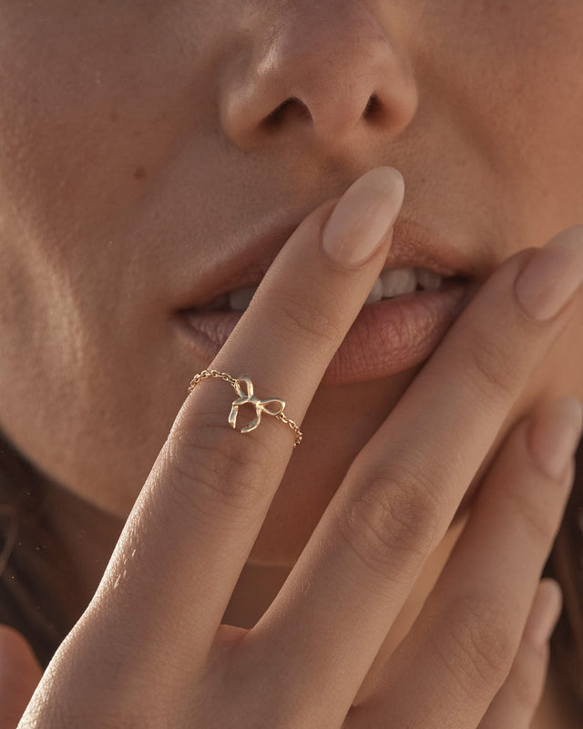 18k Gold Vermeil Forever More Chain Bow Ring