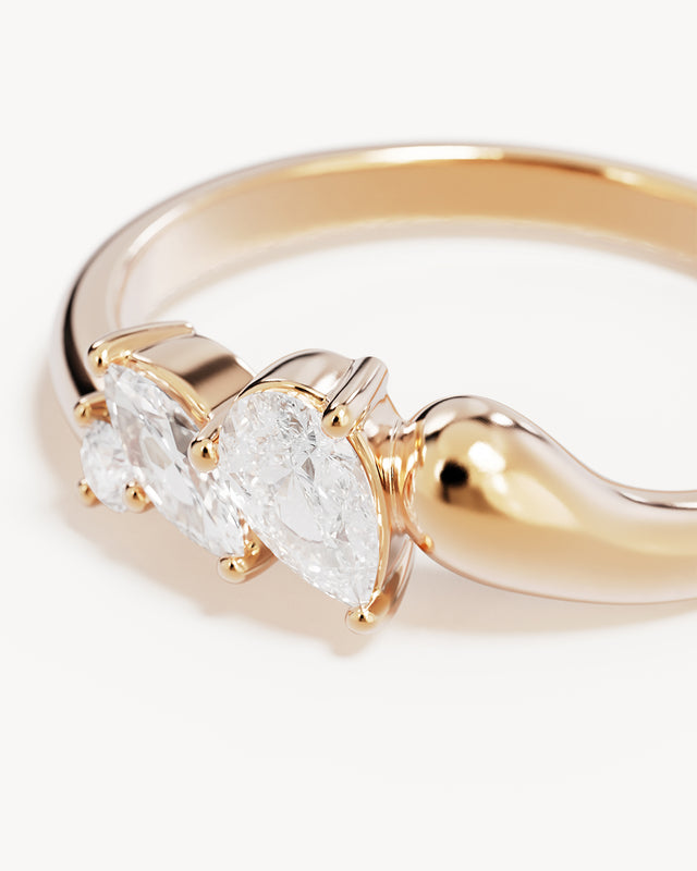 18k Gold Vermeil Crystal Wings Ring
