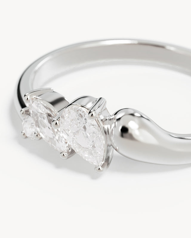 Sterling Silver Crystal Wings Ring