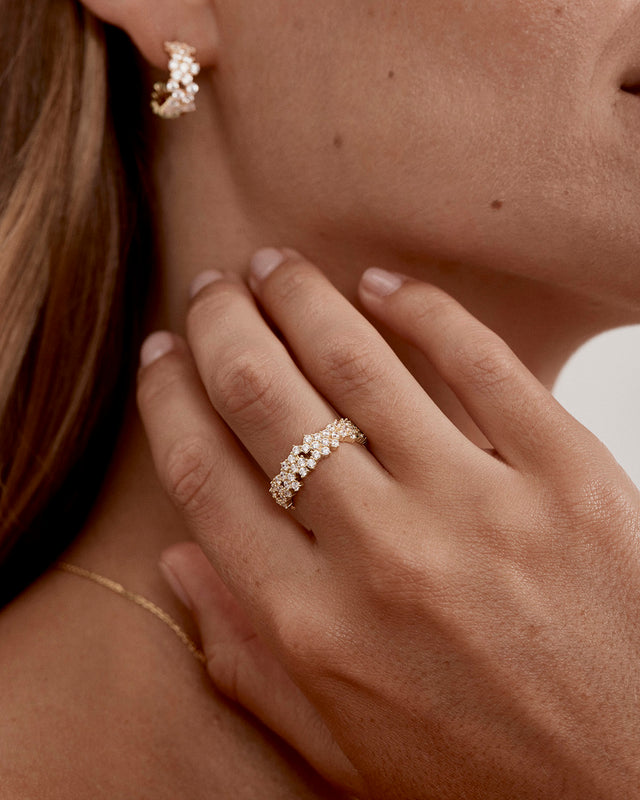 18k Gold Vermeil Crystal Dust Bold Ring